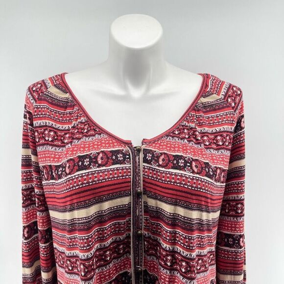 Chelsea Studio Boho Stripe Hi-Low Henley Tunic Top 4X 34/36 NWT Button Front - Picture 5 of 15